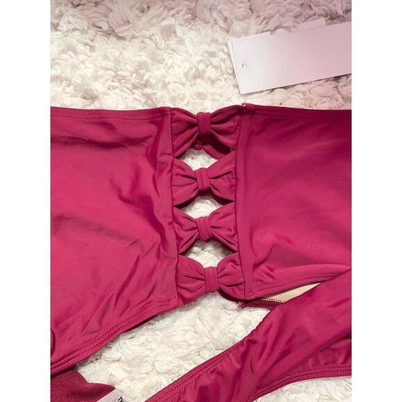 Allure IMG Maroon Cutout Bow Sides Bikini Brief Swim Bottom Plus Size 20-22 - Picture 4 of 9